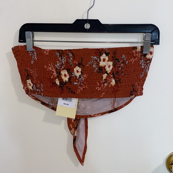 Dust Orange Tube Top with Flowers - Picture 2 of 3